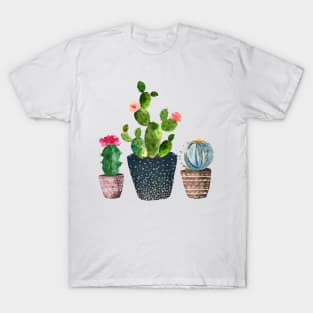 Watercolor hand painted Cactus trio T-Shirt